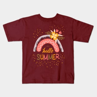 Hello Summer Flowers Logo Kids T-Shirt